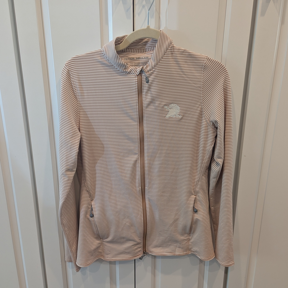 Peter Millar Women's Light Pink Striped Bomber Jacket